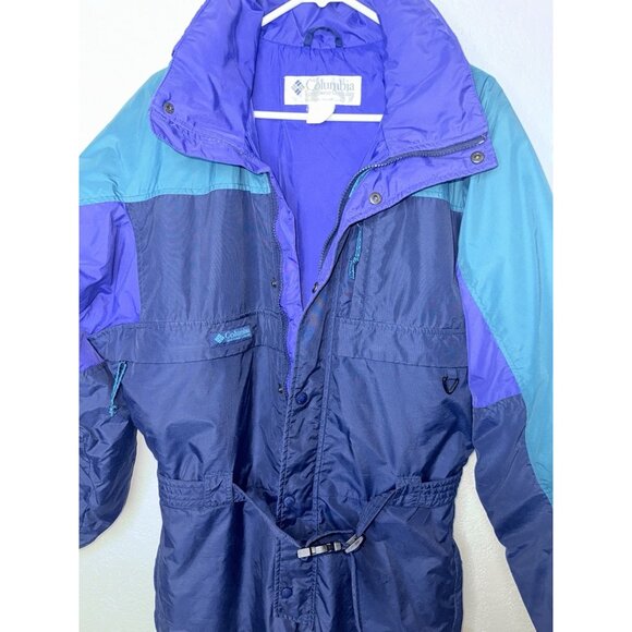 Vintage Columbia Ski Suit One Piece Snowsuit Snow Bib Retro Belted 80’s Med. R2 - Picture 4 of 12